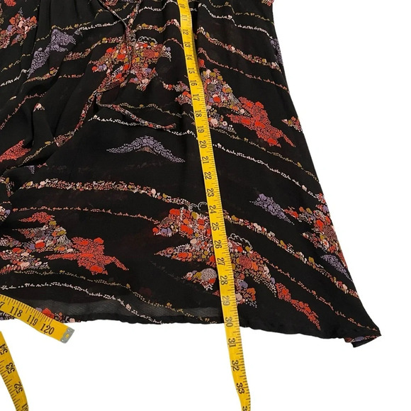 ASOS Sheer 3/4 Sleeve Tunic Blouse Black with Floral Print Women’s Size 4 - Picture 10 of 11